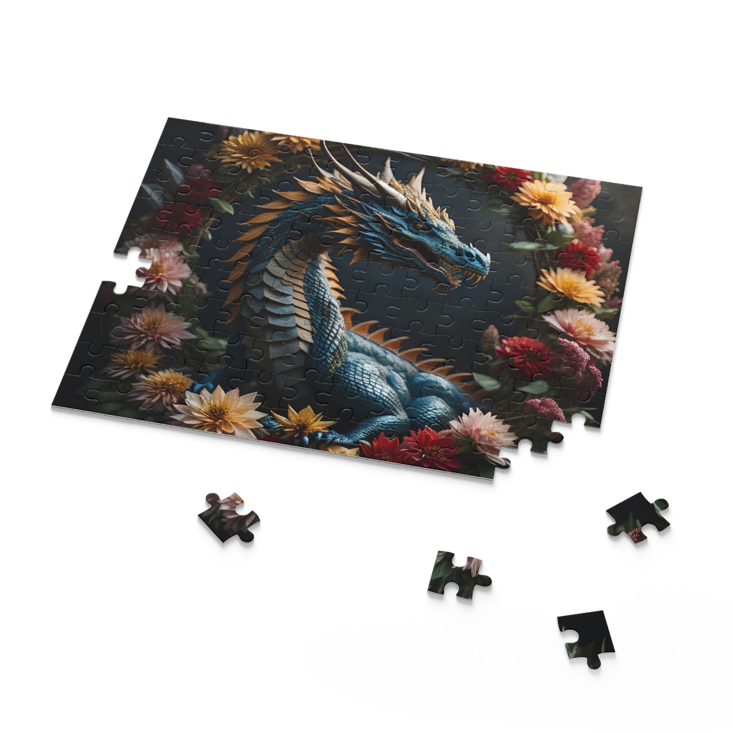 Dragon and Flowers Puzzle (120, 252, 500-Piece)