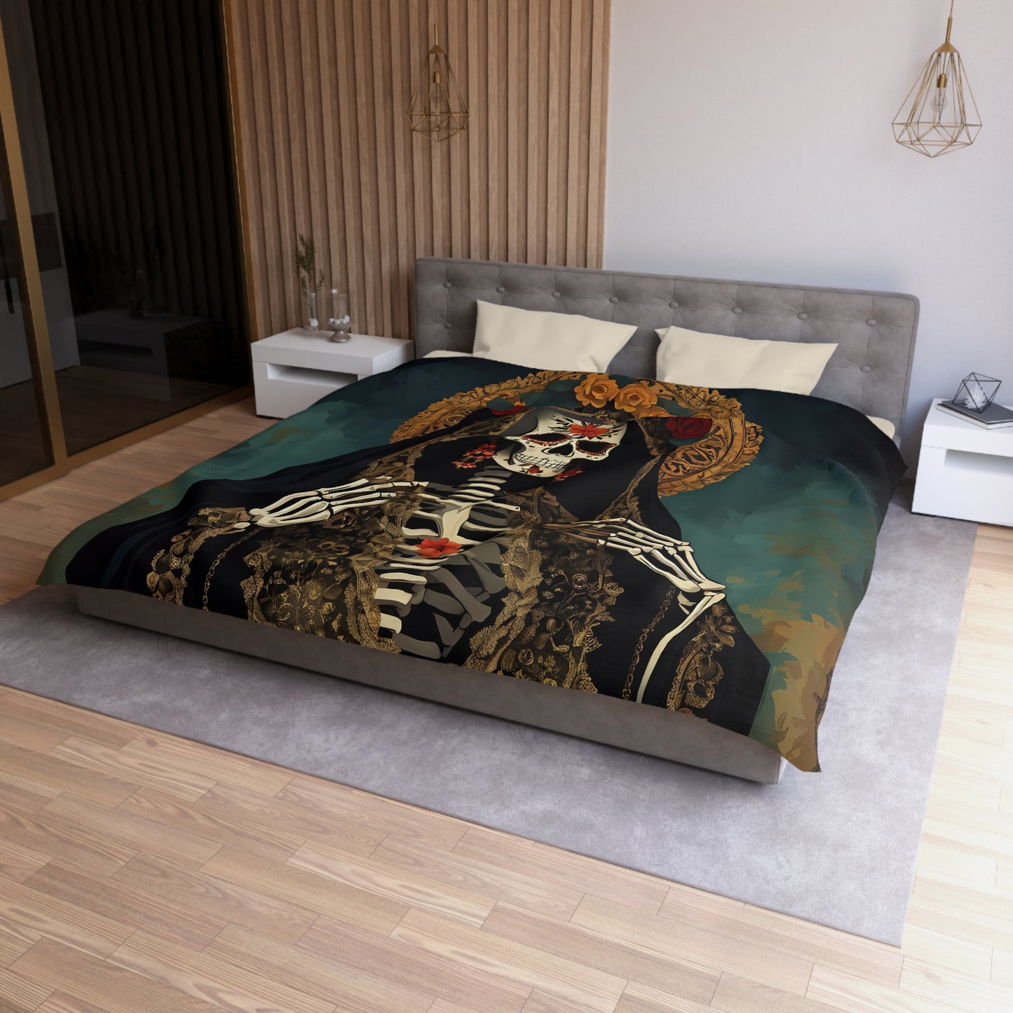 Santa Muerte Microfiber Duvet Cover