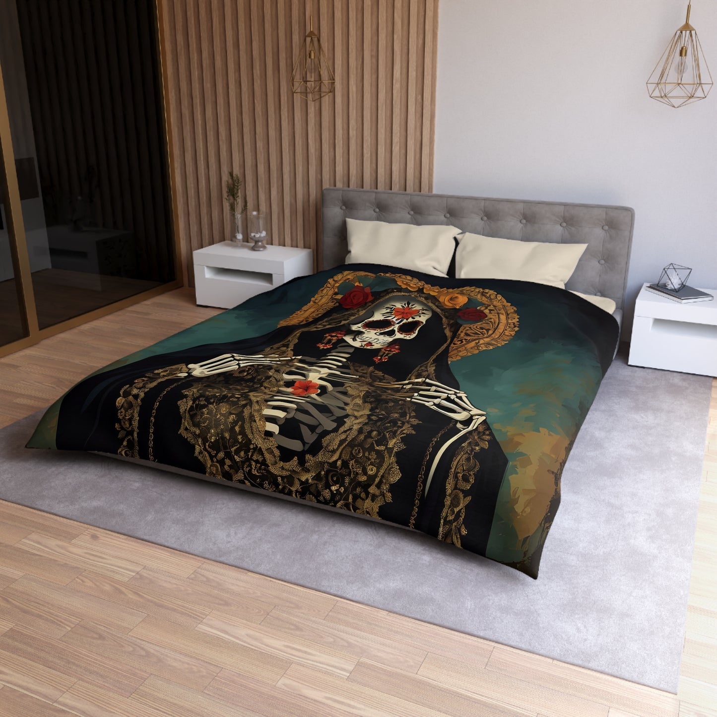 Santa Muerte Microfiber Duvet Cover
