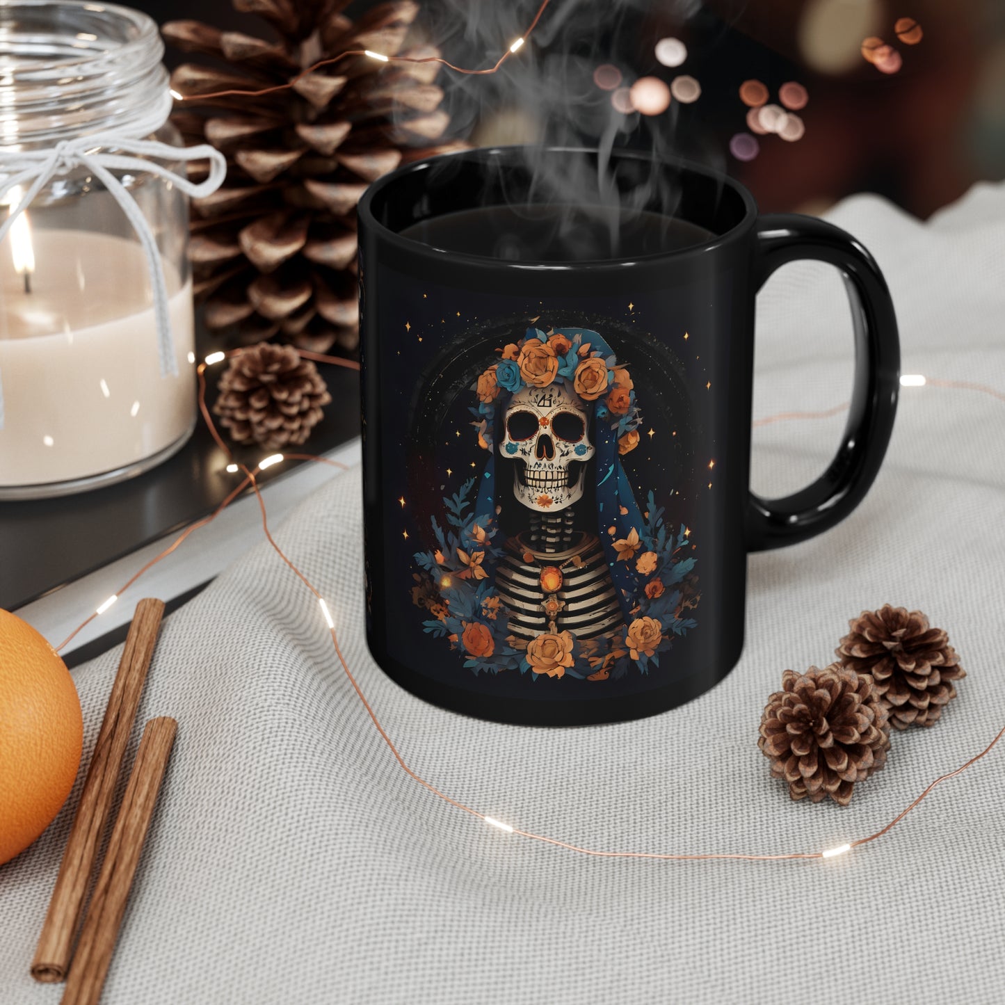 Santa Muerte 11oz Black Mug