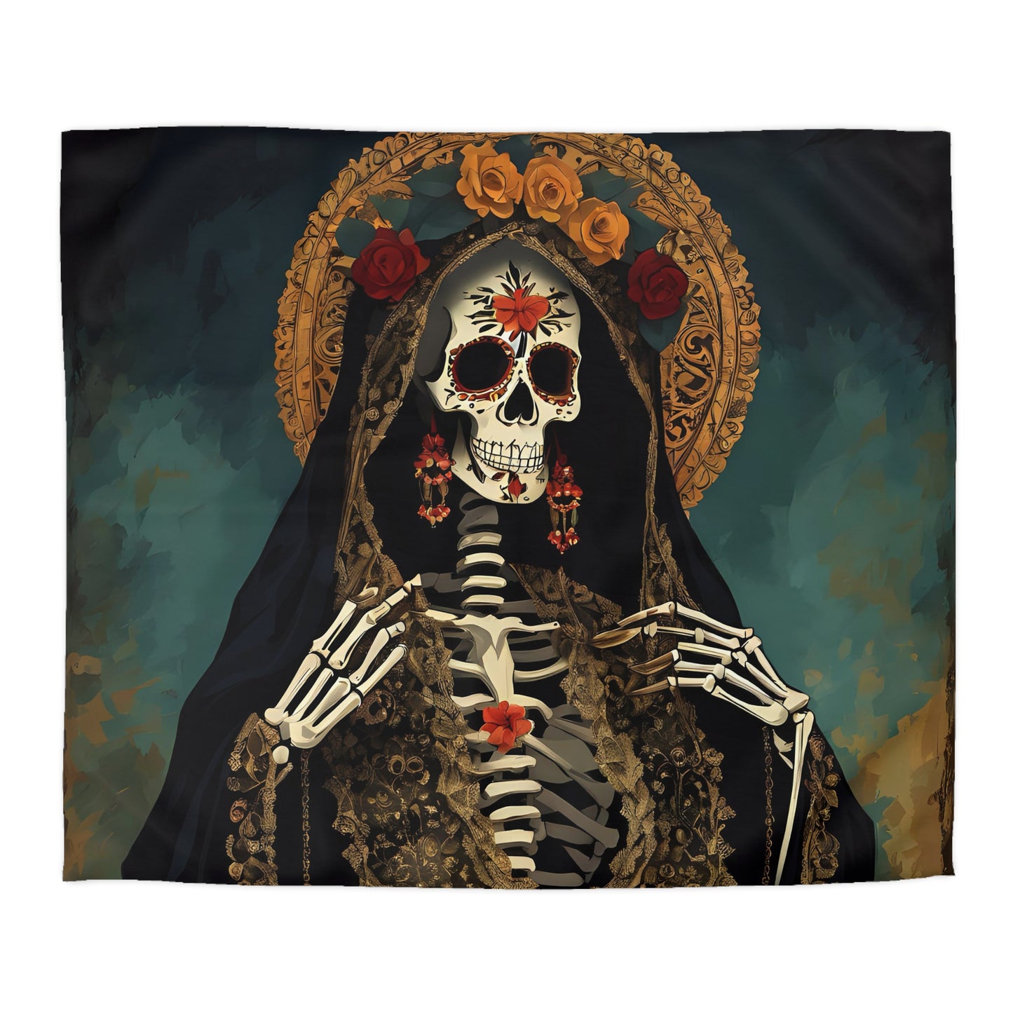 Santa Muerte Microfiber Duvet Cover