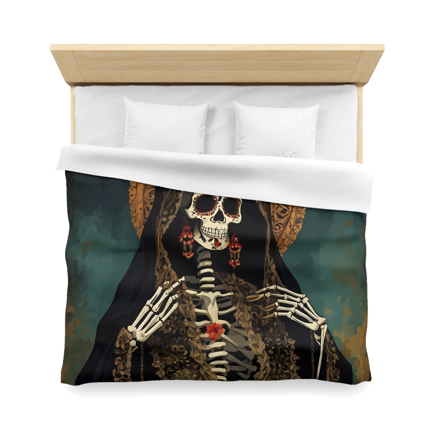 Santa Muerte Microfiber Duvet Cover
