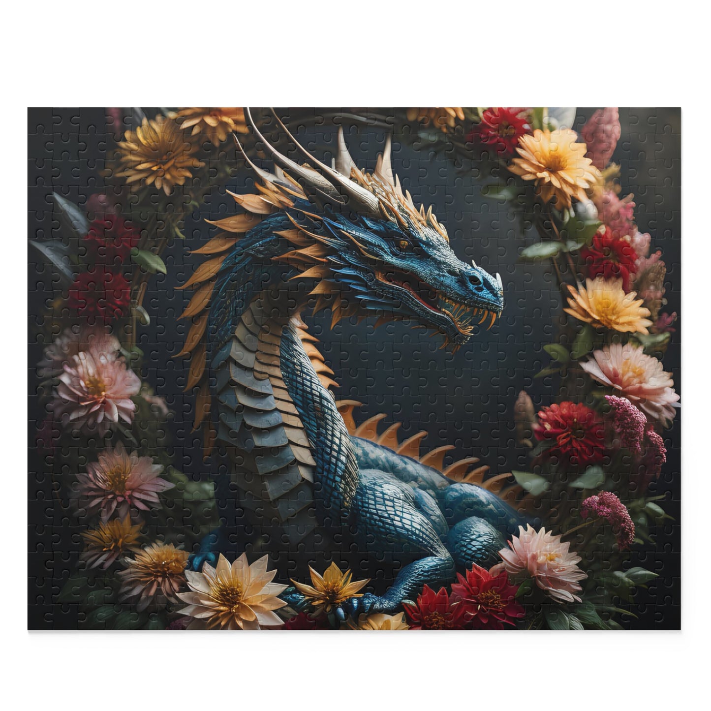 Dragon and Flowers Puzzle (120, 252, 500-Piece)