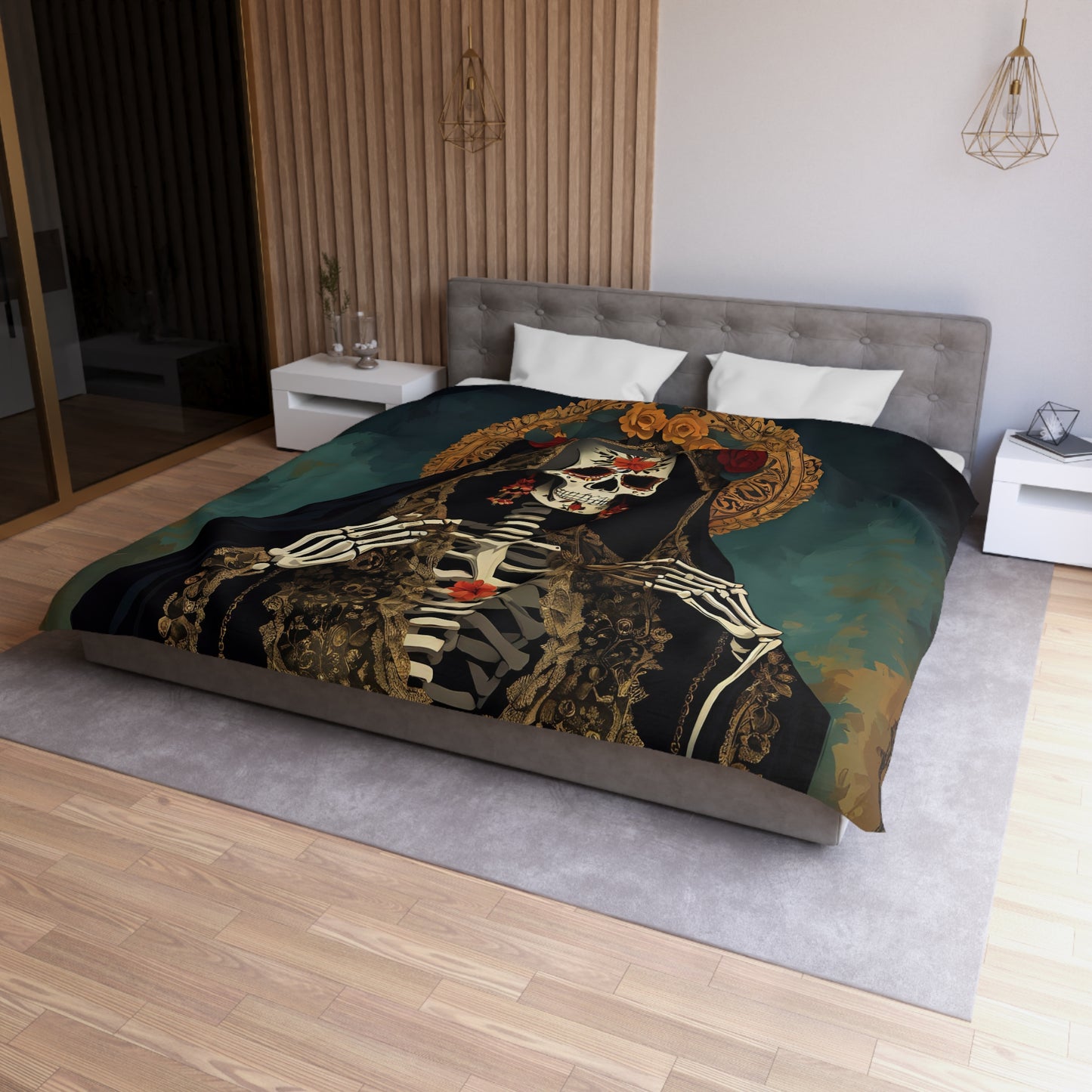 Santa Muerte Microfiber Duvet Cover
