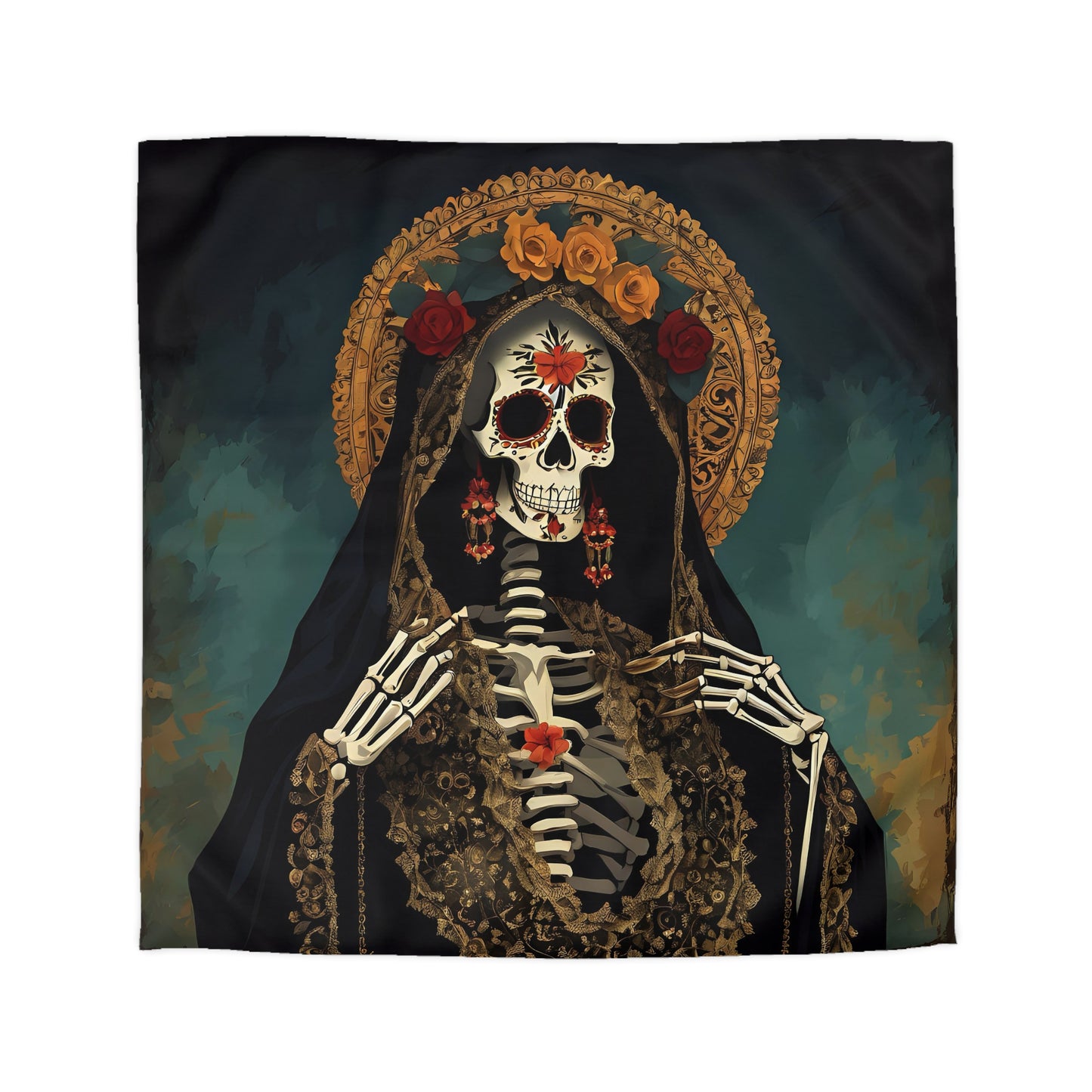 Santa Muerte Microfiber Duvet Cover