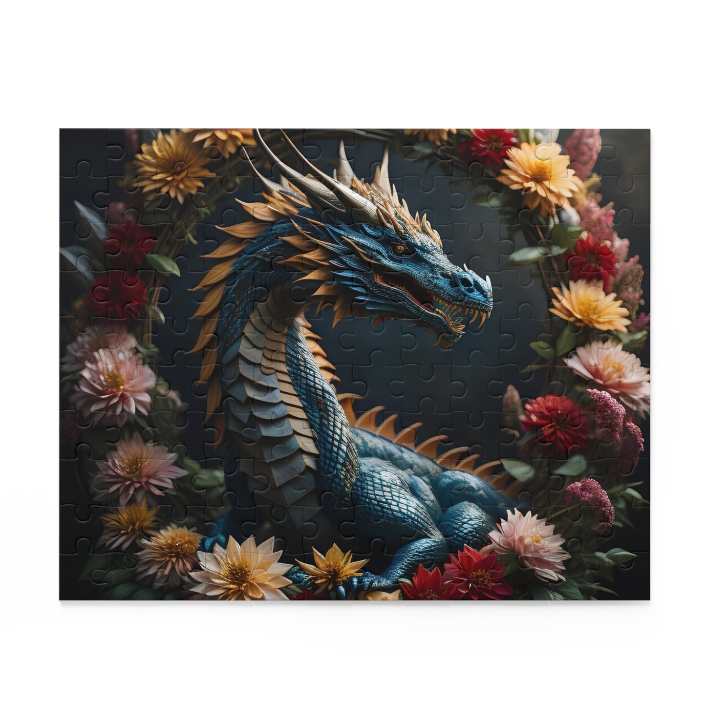 Dragon and Flowers Puzzle (120, 252, 500-Piece)