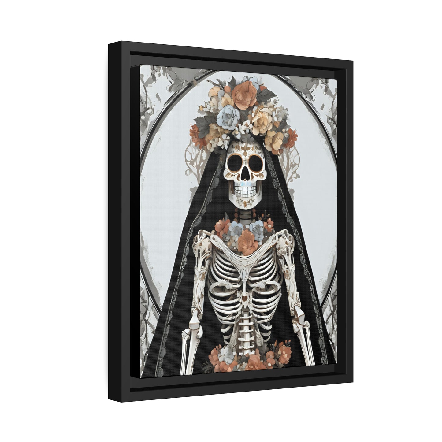Santa Muerte Matte Canvas, Black Frame