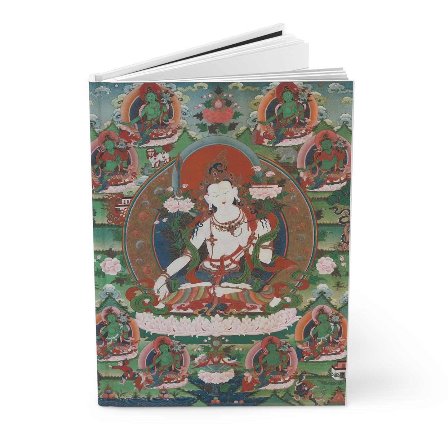 Buddhist-Inspired White Tara Hardcover Journal - Matte Finish, for Mindfulness and Reflection