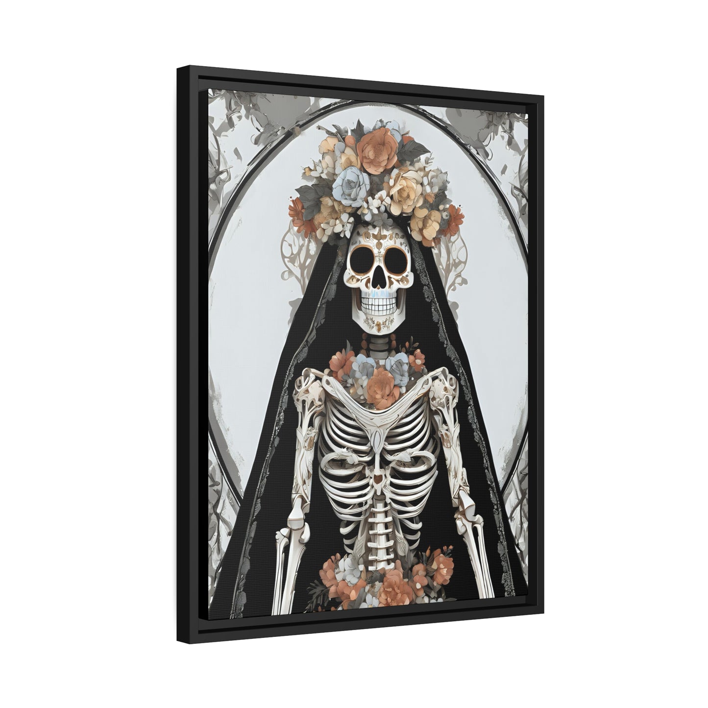 Santa Muerte Matte Canvas, Black Frame