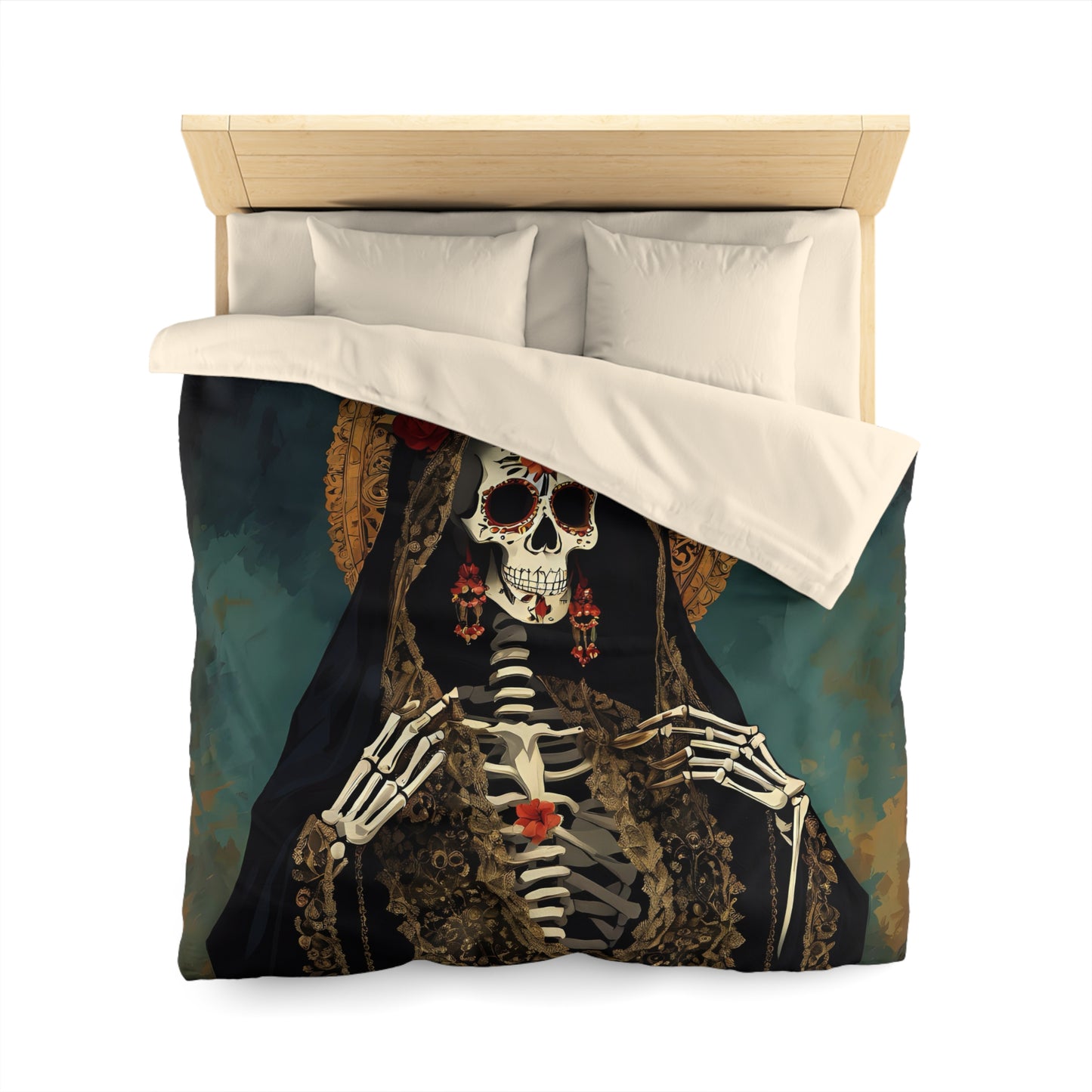 Santa Muerte Microfiber Duvet Cover