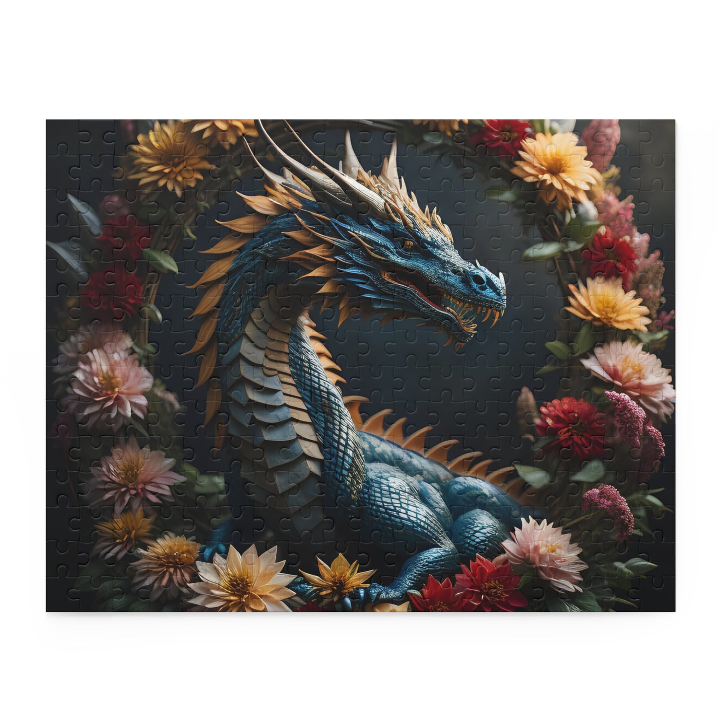 Dragon and Flowers Puzzle (120, 252, 500-Piece)