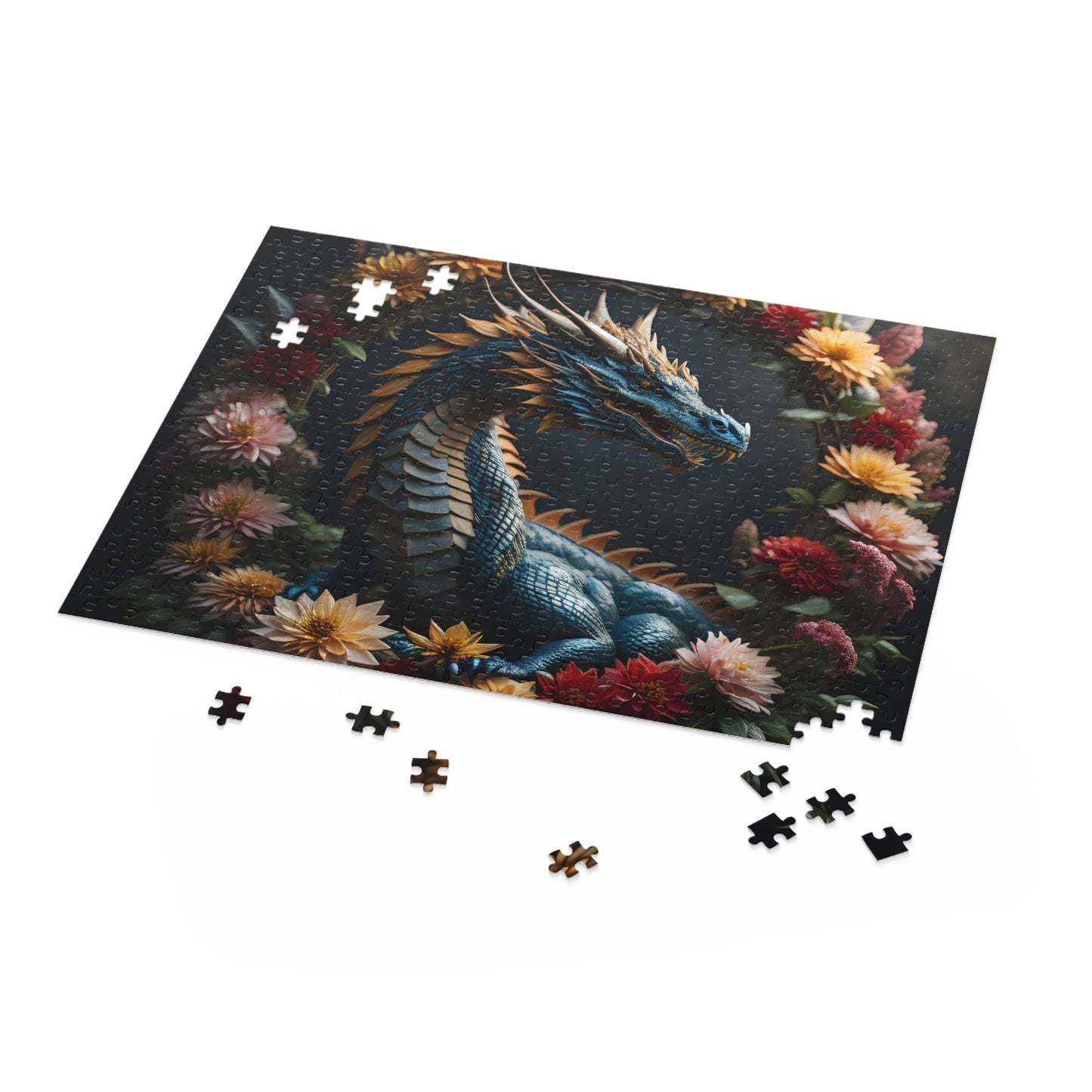 Dragon and Flowers Puzzle (120, 252, 500-Piece)