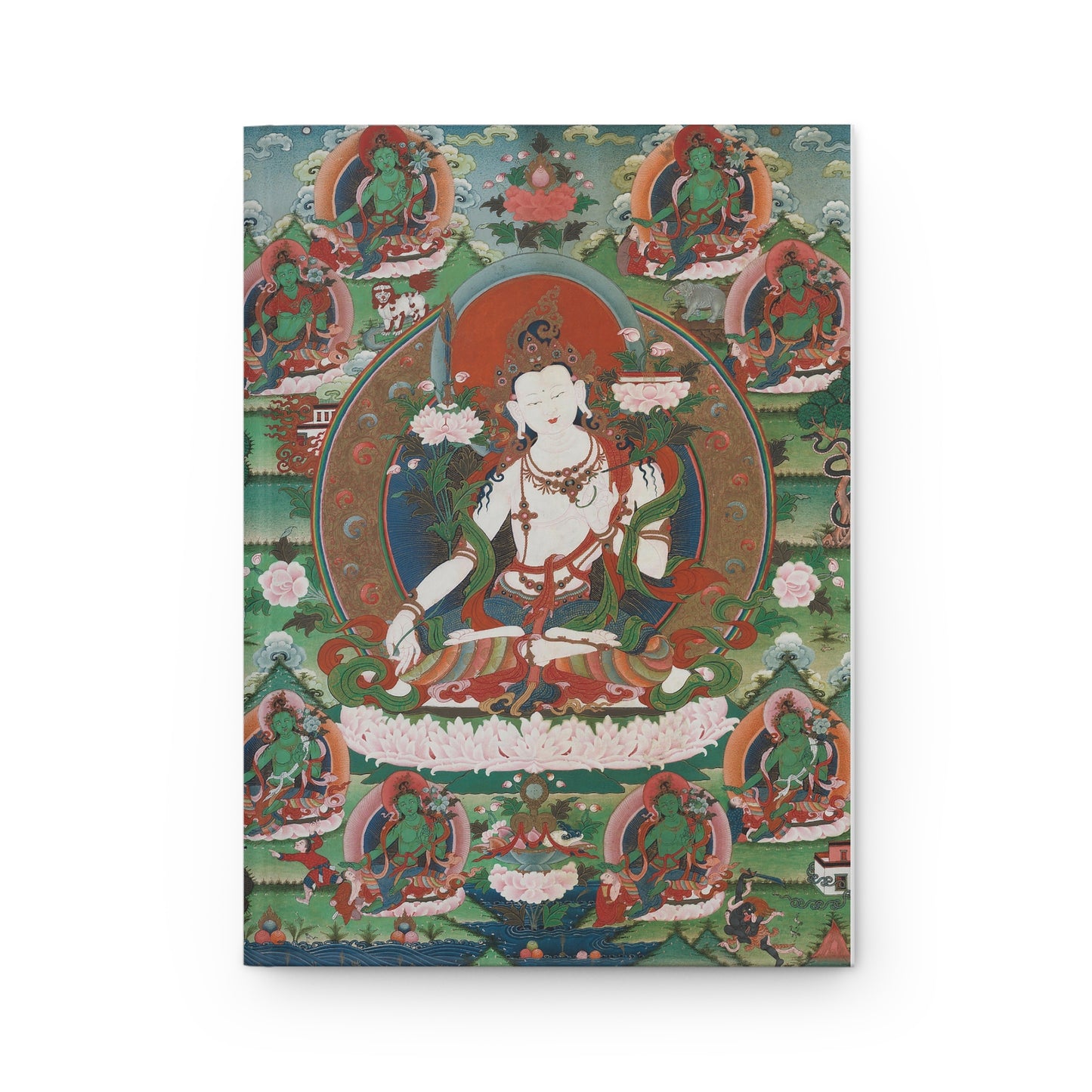 Buddhist-Inspired White Tara Hardcover Journal - Matte Finish, for Mindfulness and Reflection