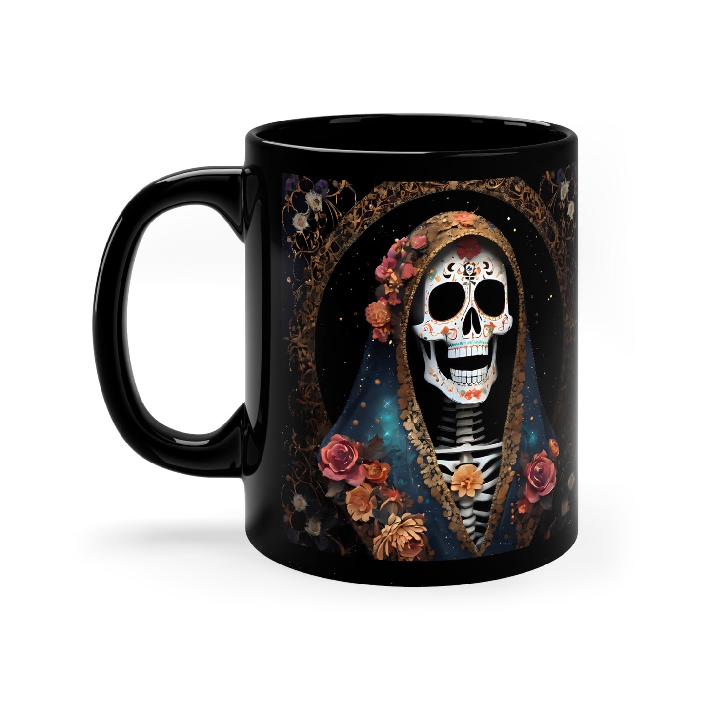 Santa Muerte 11oz Black Mug