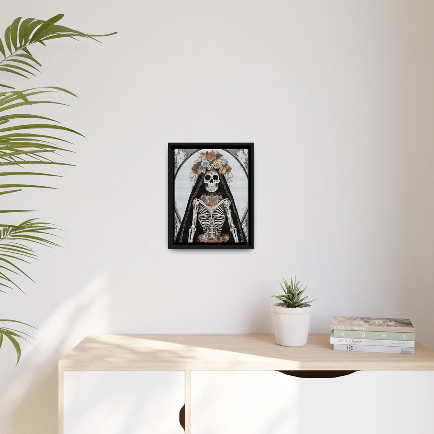 Santa Muerte Matte Canvas, Black Frame
