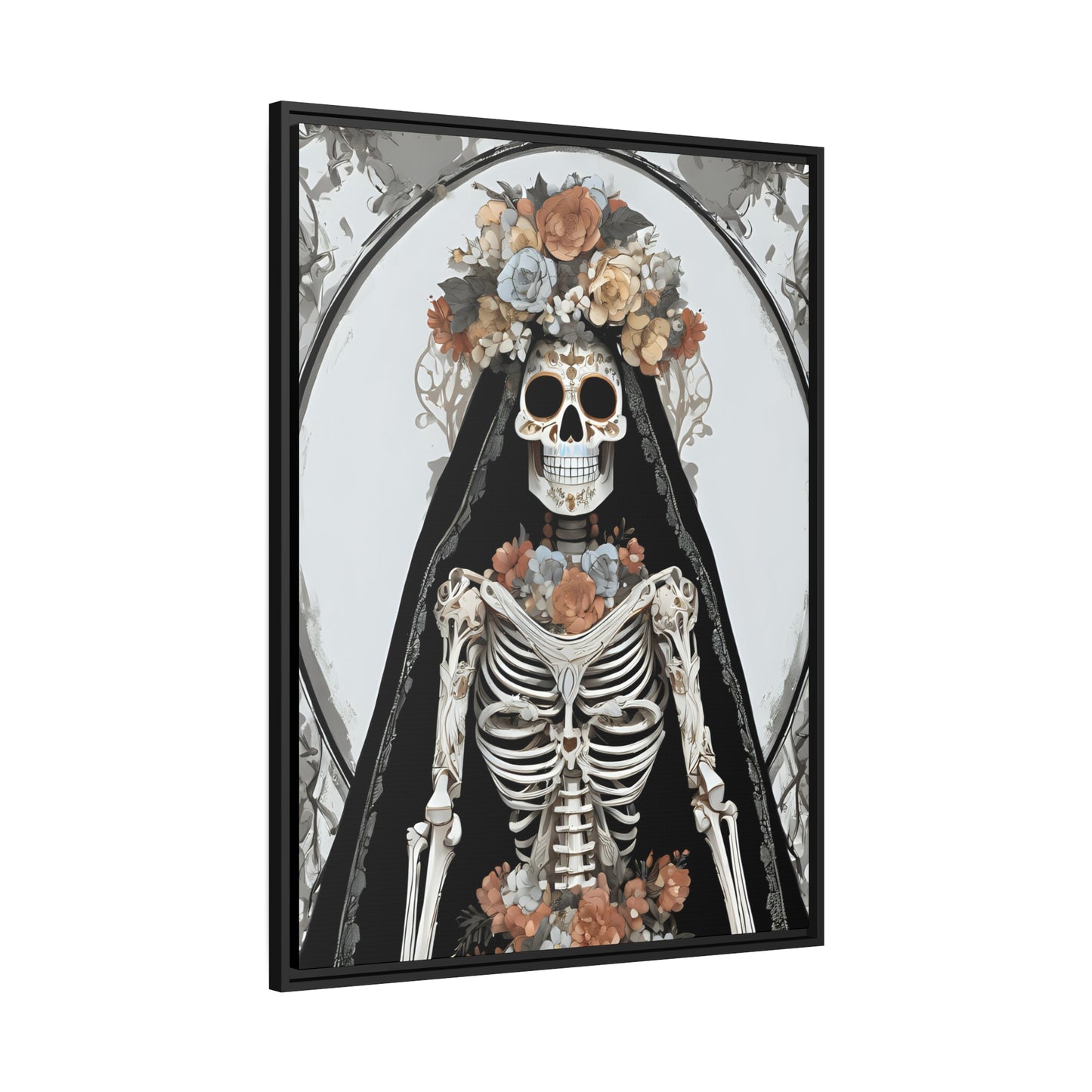 Santa Muerte Matte Canvas, Black Frame