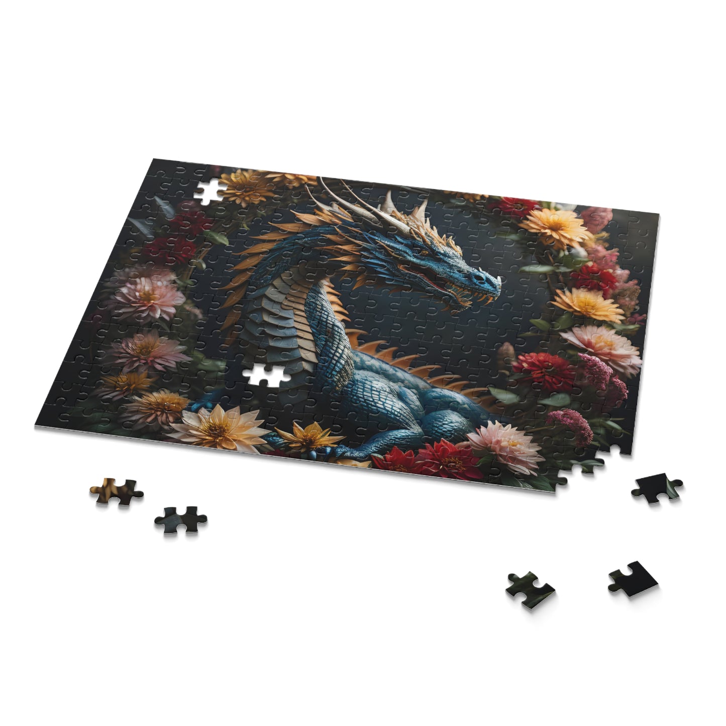 Dragon and Flowers Puzzle (120, 252, 500-Piece)