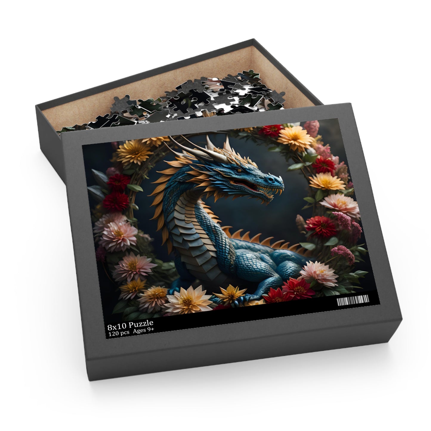 Dragon and Flowers Puzzle (120, 252, 500-Piece)