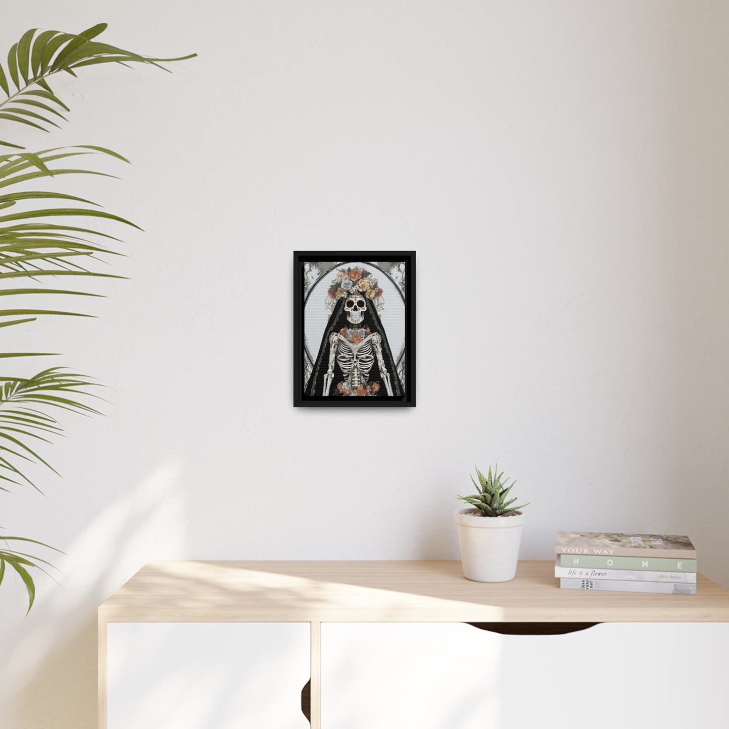 Santa Muerte Matte Canvas, Black Frame