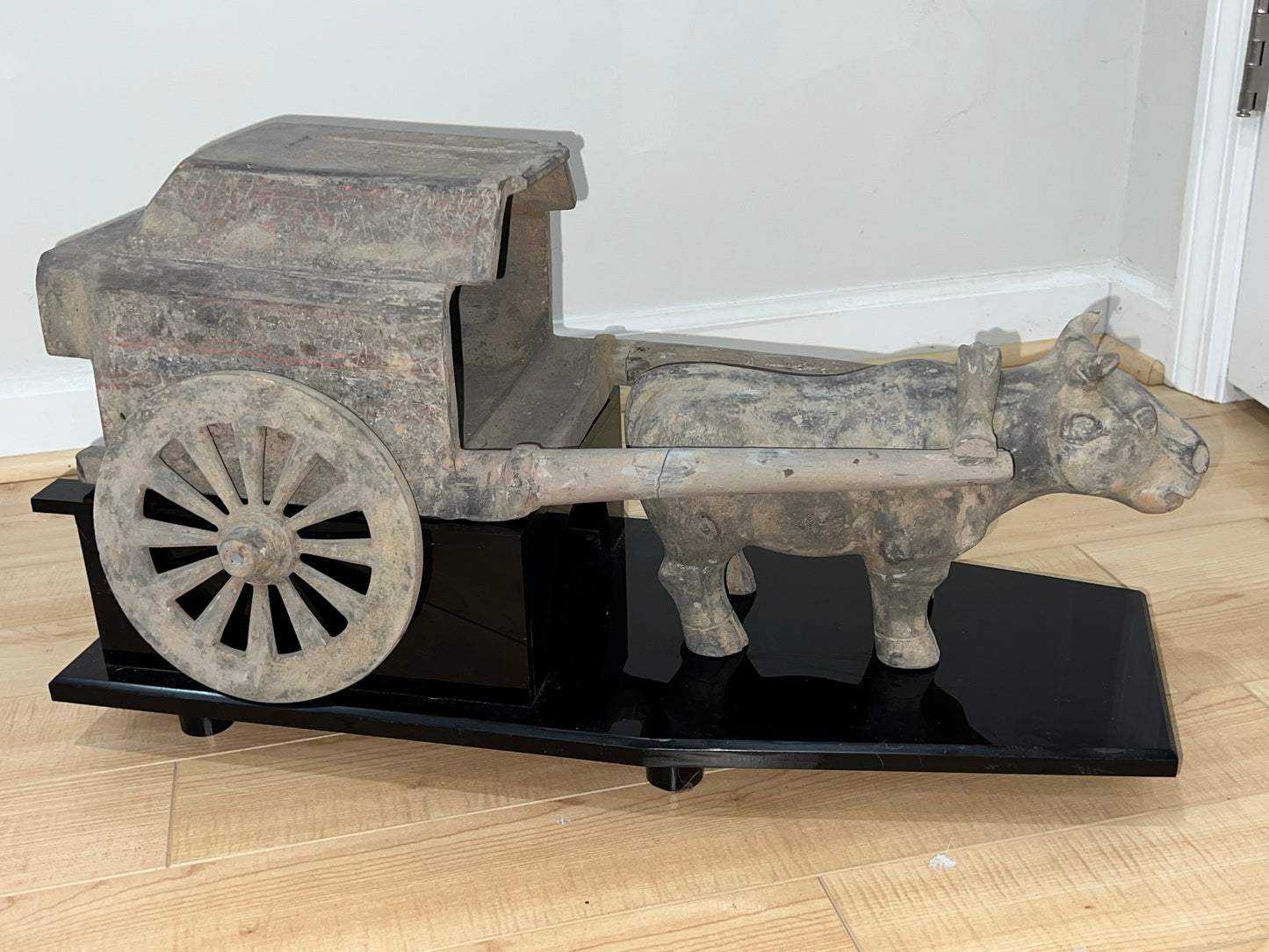 RARE HAN DYNASTY TERRACOTTA OX CHARIOT - TL TESTED