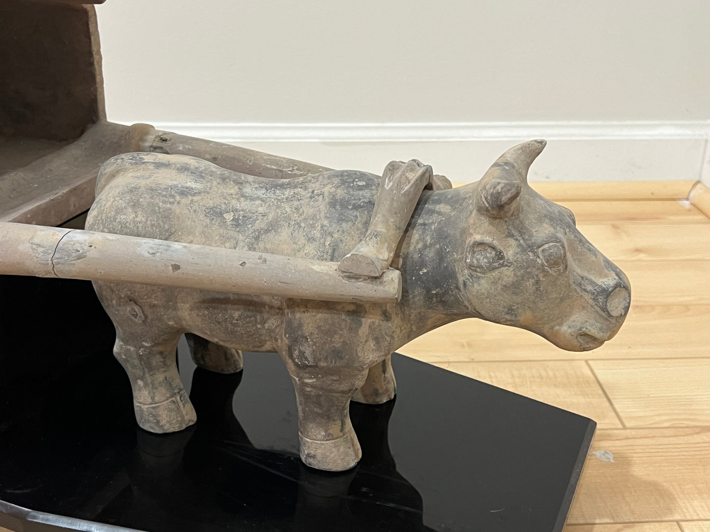RARE HAN DYNASTY TERRACOTTA OX CHARIOT - TL TESTED