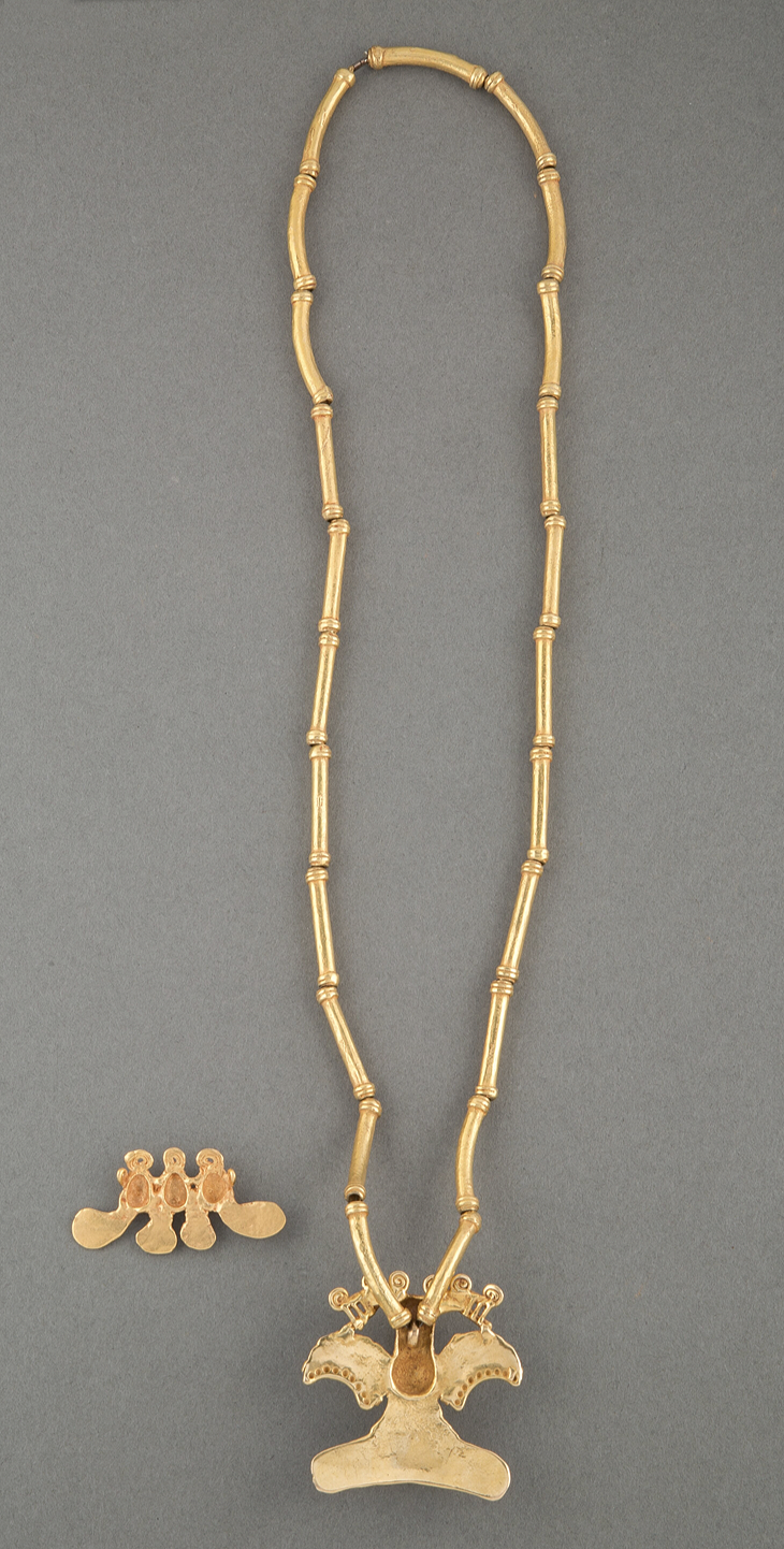 Diquis Gold Necklace with Bird Pendant and Smaller Pendant Pre Columbian, Heavy!