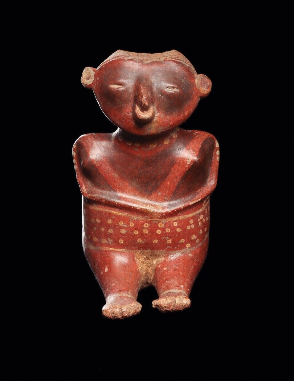 Rare and Special Chinesco Redware Seated Figure Pre Columbian, Ancient Mexico