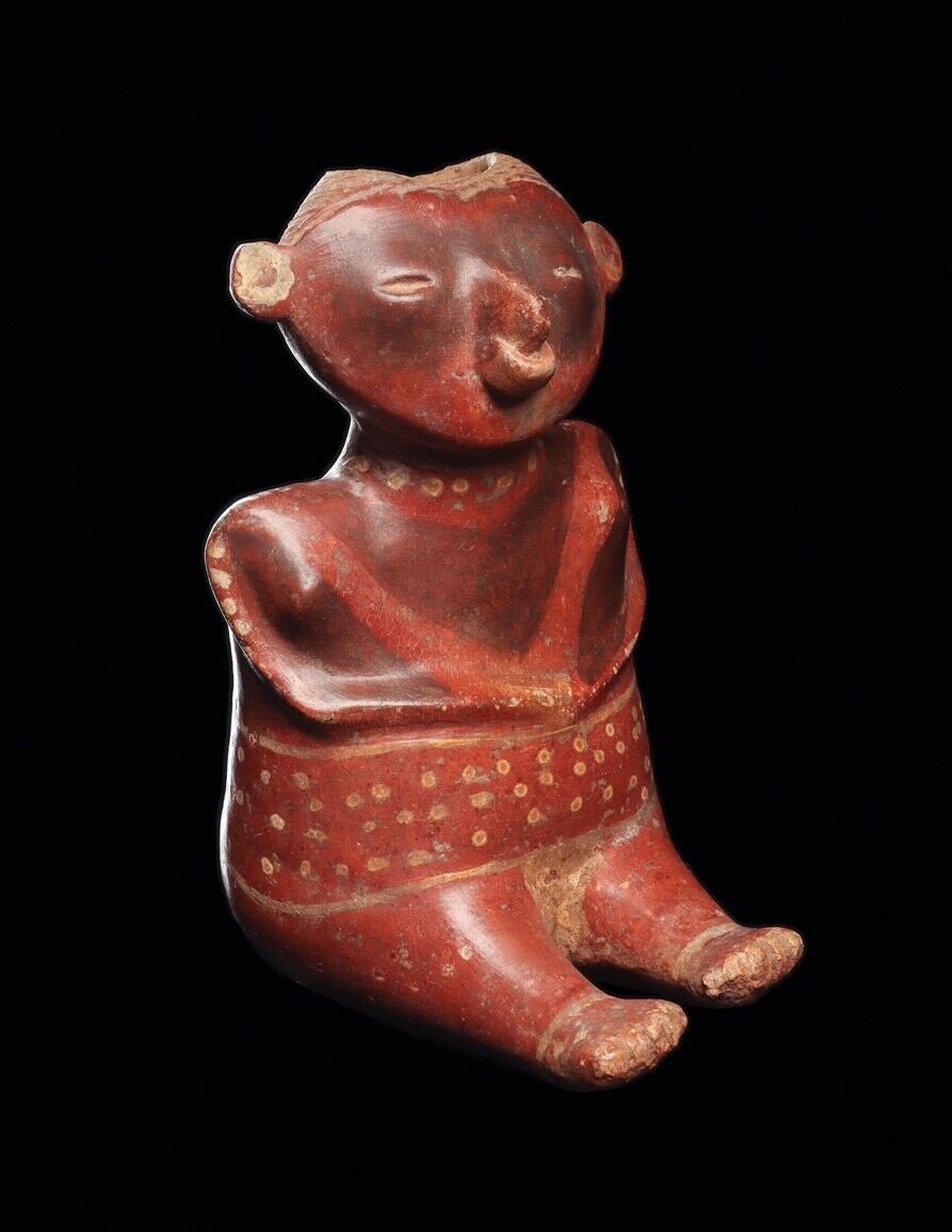 Rare and Special Chinesco Redware Seated Figure Pre Columbian, Ancient Mexico