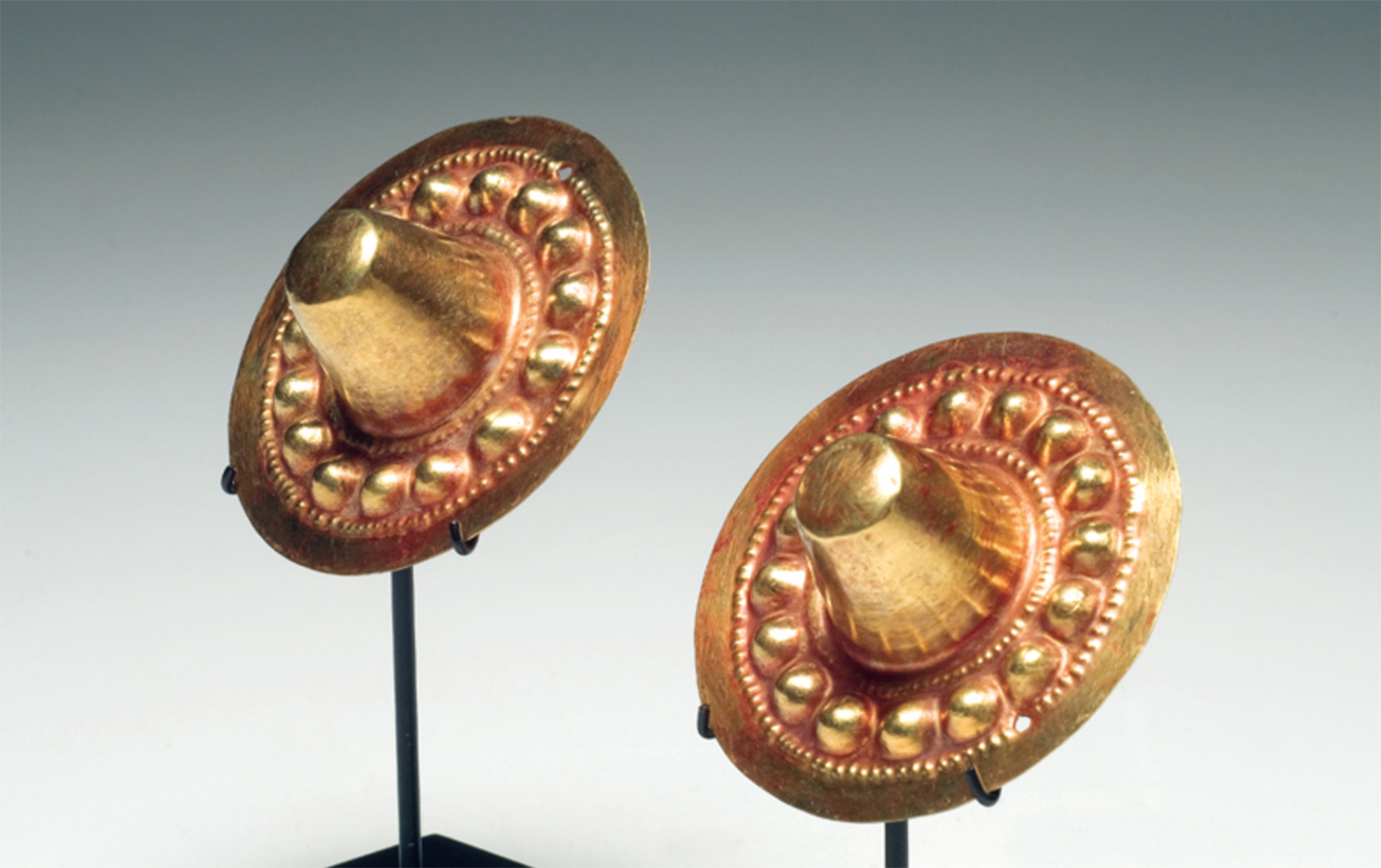 IMPORTANT Pre-Columbian Gold Narino Gold Ear Spools Ca. 500 B.C.-500 A.D.