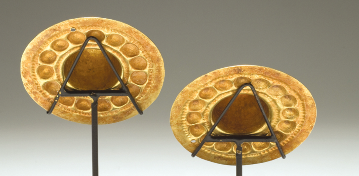 IMPORTANT Pre-Columbian Gold Narino Gold Ear Spools Ca. 500 B.C.-500 A.D.