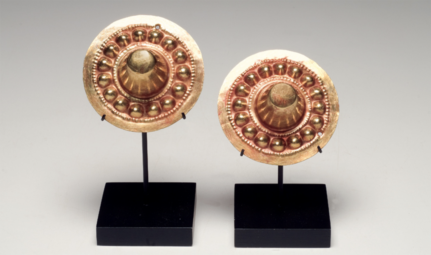 IMPORTANT Pre-Columbian Gold Narino Gold Ear Spools Ca. 500 B.C.-500 A.D.