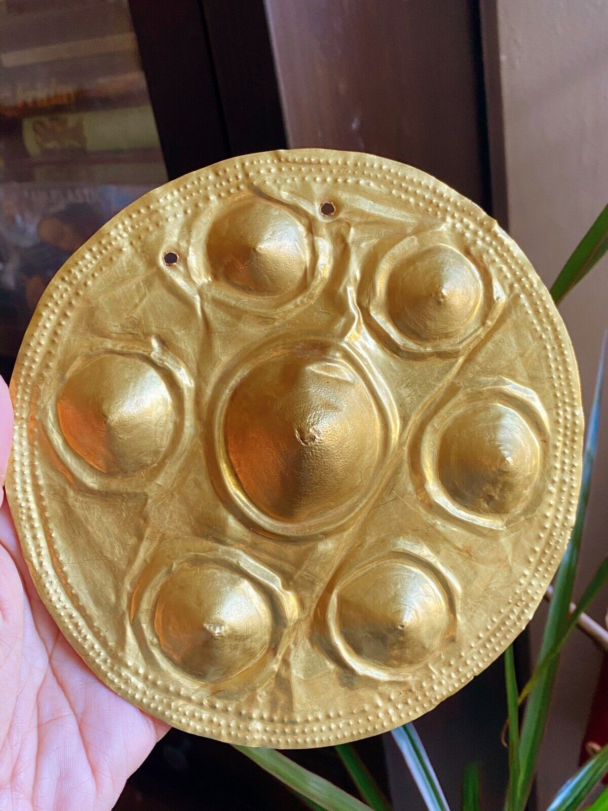 Pre Columbian Narino Gold Repousse Pectoral Heavy Exquisite And Rare!