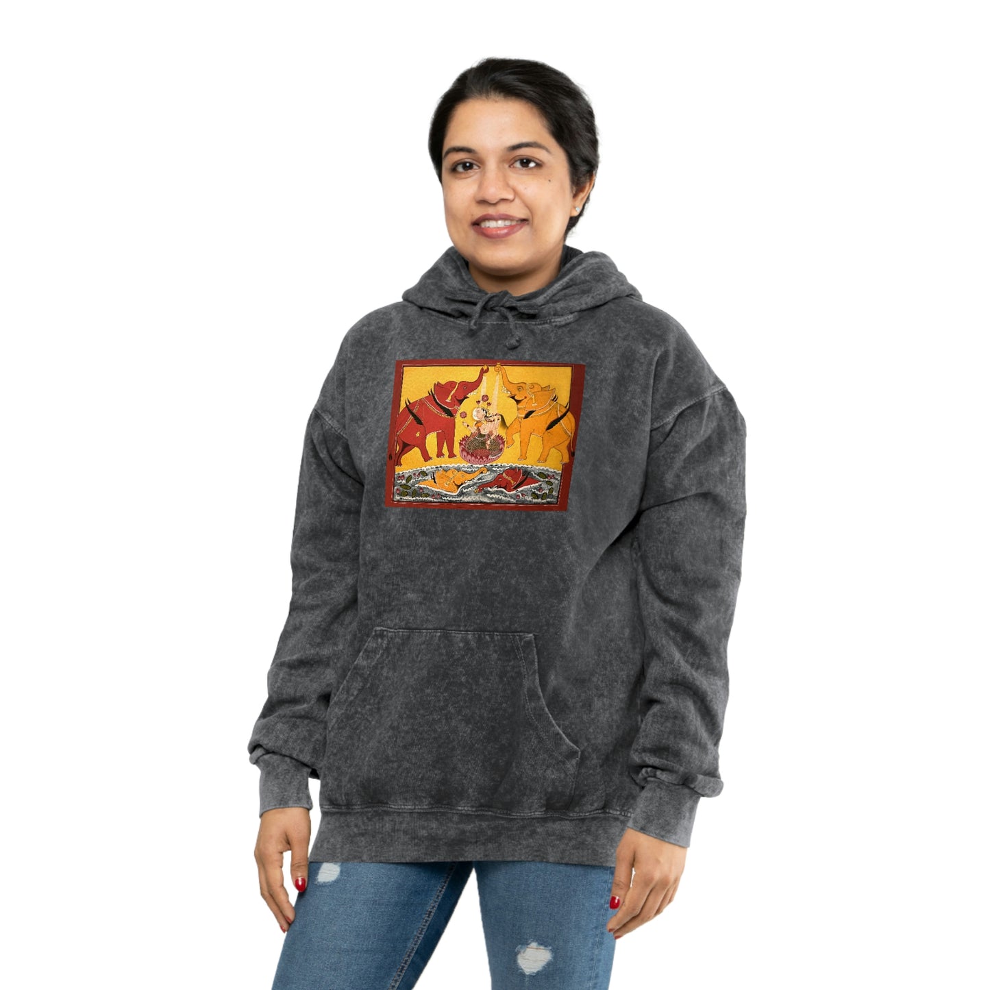 Shri Lakshmi Blessings Unisex Mineral Wash Hoodie