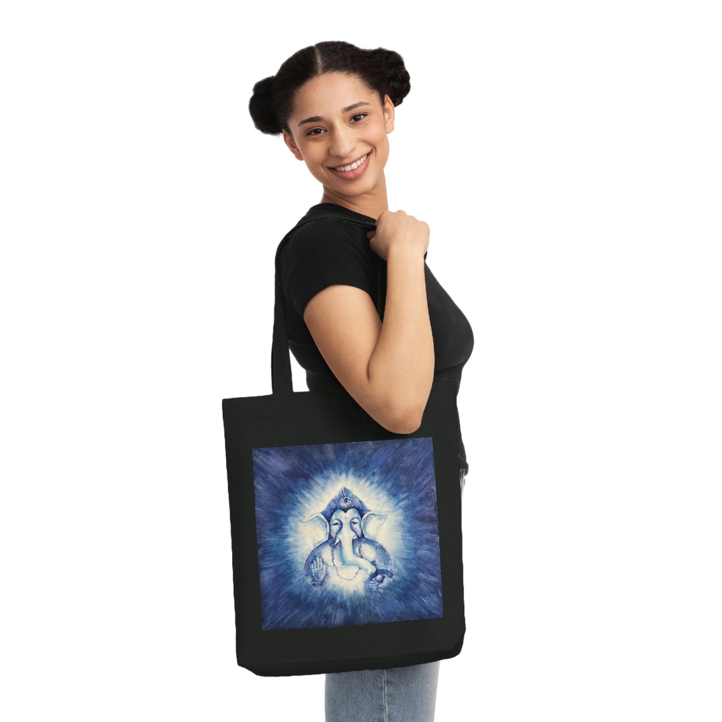 Shri Ganesha Blessings Woven Tote Bag