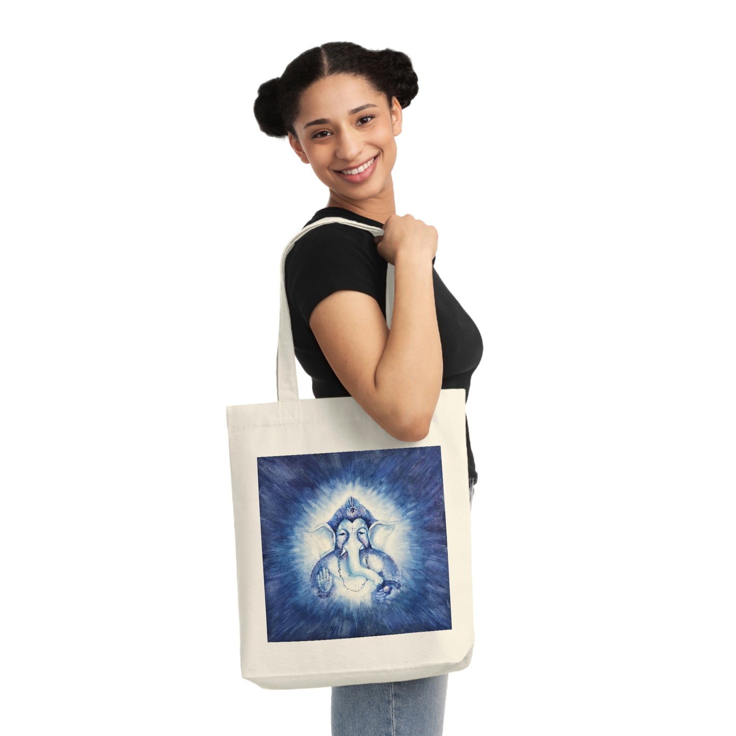 Shri Ganesha Blessings Woven Tote Bag