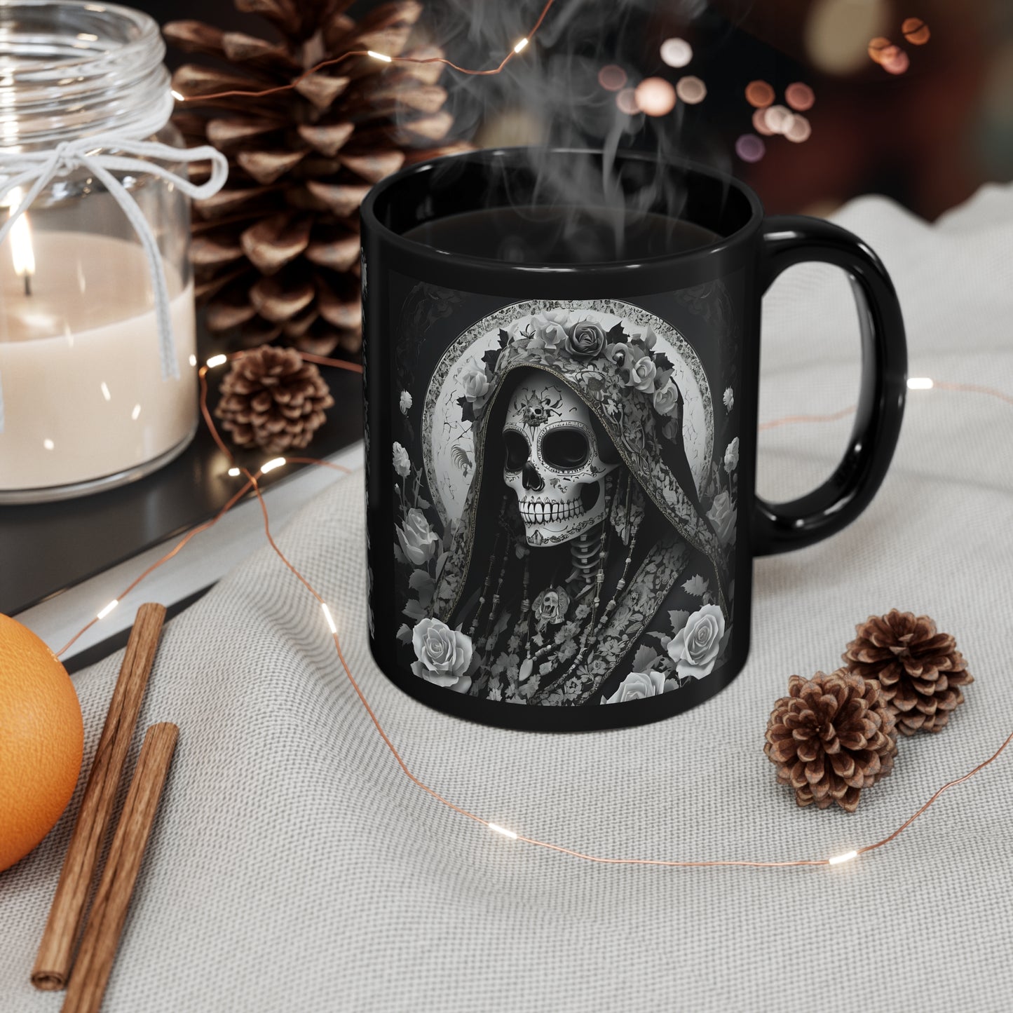 Santa Muerte 11oz Black Mug