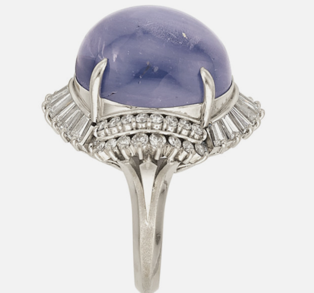 32.28 Carat Color Change Natural Purple Star Sapphire Platinum Ring GIA