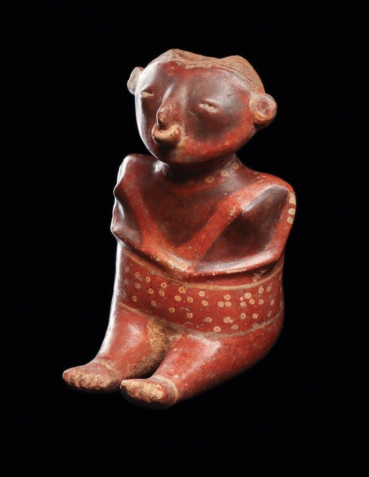 Rare and Special Chinesco Redware Seated Figure Pre Columbian, Ancient Mexico