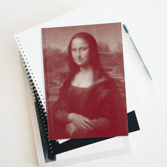 Mona Lisa in Red Journal - Ruled Line